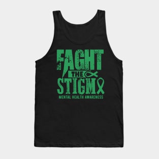 in may we wear green mental health groovy Fight Stigma Tank Top